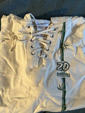 Disney Animal Print Lace Front Cropped Sleeve Hoodie Women's Large 20th Annivers